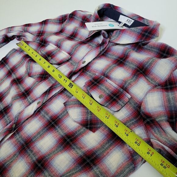 NEW P L KUT FROM THE KLOTH plaid ROLL Tab long sleeve shirt petite large NWT - Picture 4 of 10